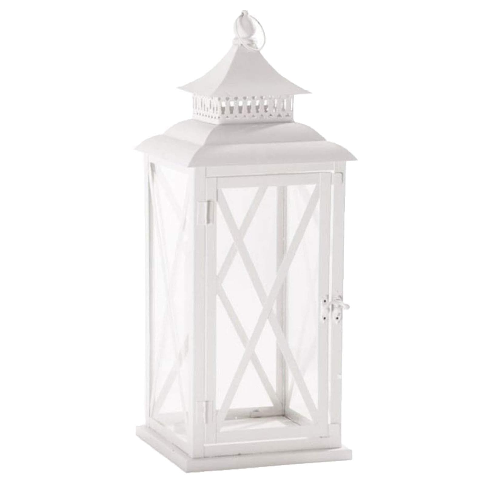 Lanterna decorativa monastir portacandela in metallo bianca in vetro h 69 cm - 2