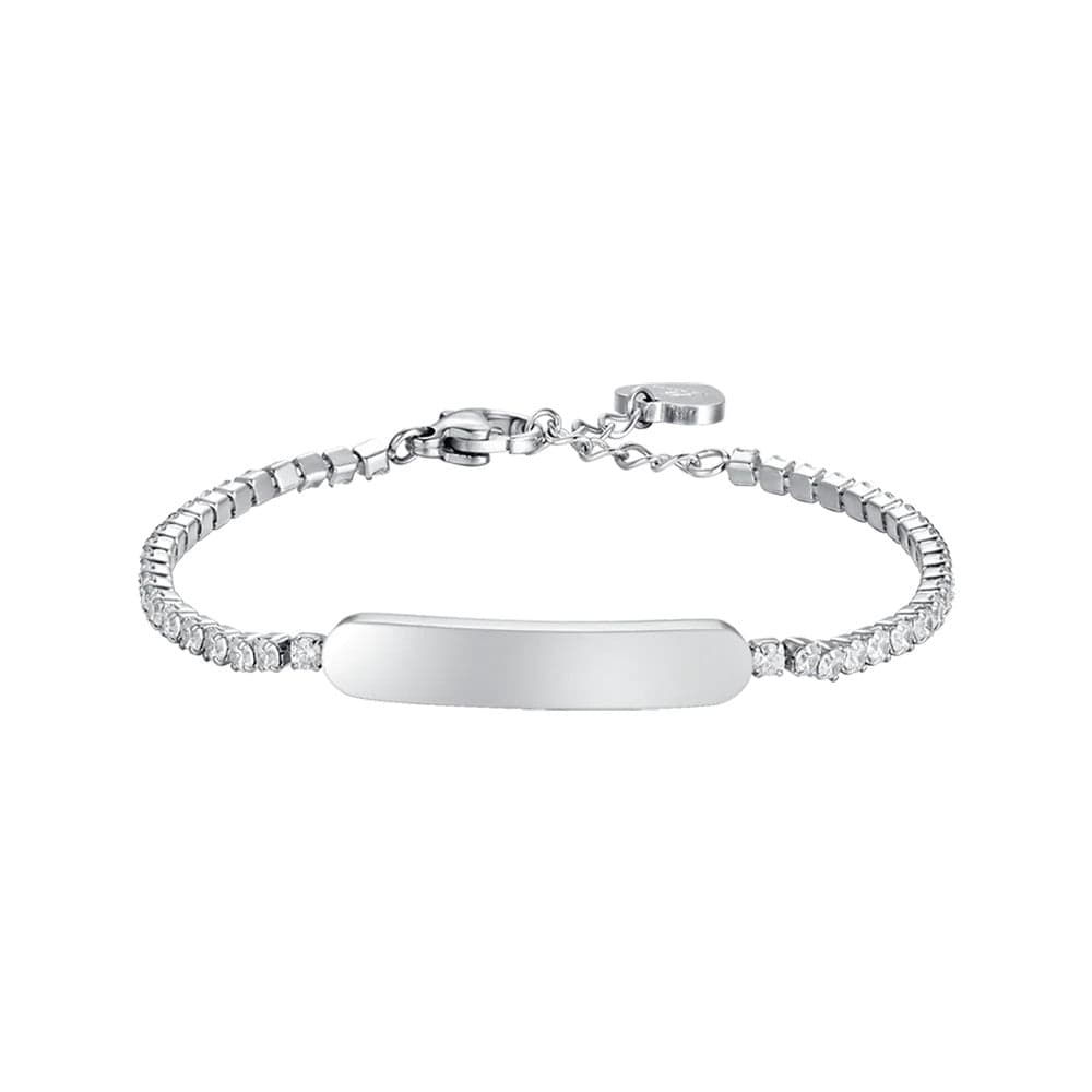LUCA BARRA - BRACCIALE TENNIS CON CRISTALLI BIANCHI E PIASTRA