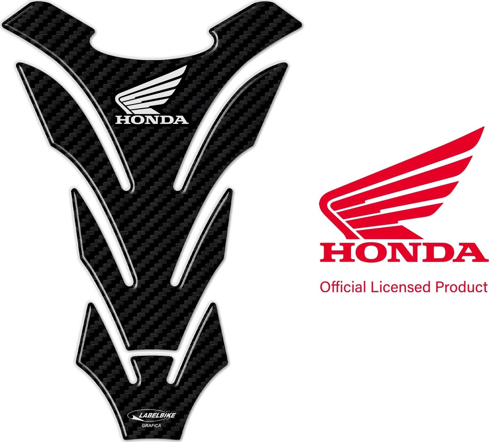Paraserbatoio Licenza Ufficiale Honda adesivo resina 3D carbonio logo bianco in Decalcomanie adesivi e magneti LabelBike - Bibbiano, commercioVirtuoso.it