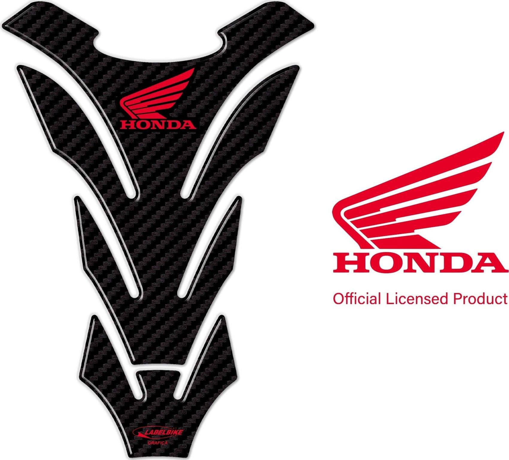 Paraserbatoio Licenza Ufficiale Honda adesivo resina 3D carbonio logo rosso in Decalcomanie adesivi e magneti LabelBike - Bibbiano, commercioVirtuoso.it