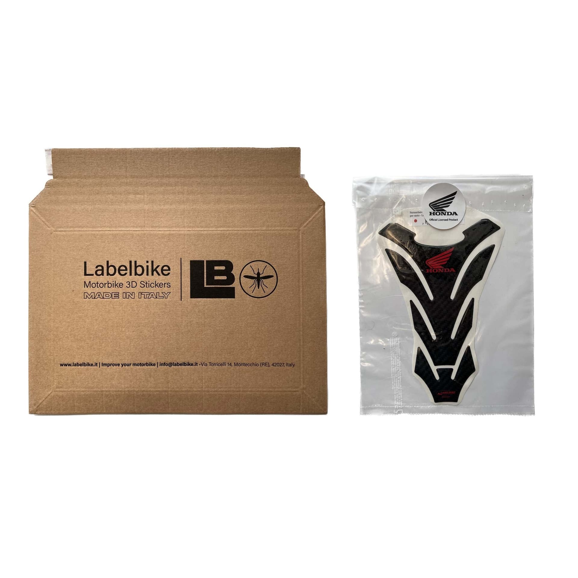 Paraserbatoio Licenza Ufficiale Honda adesivo resina 3D carbonio logo rosso in Decalcomanie adesivi e magneti LabelBike - Bibbiano, commercioVirtuoso.it