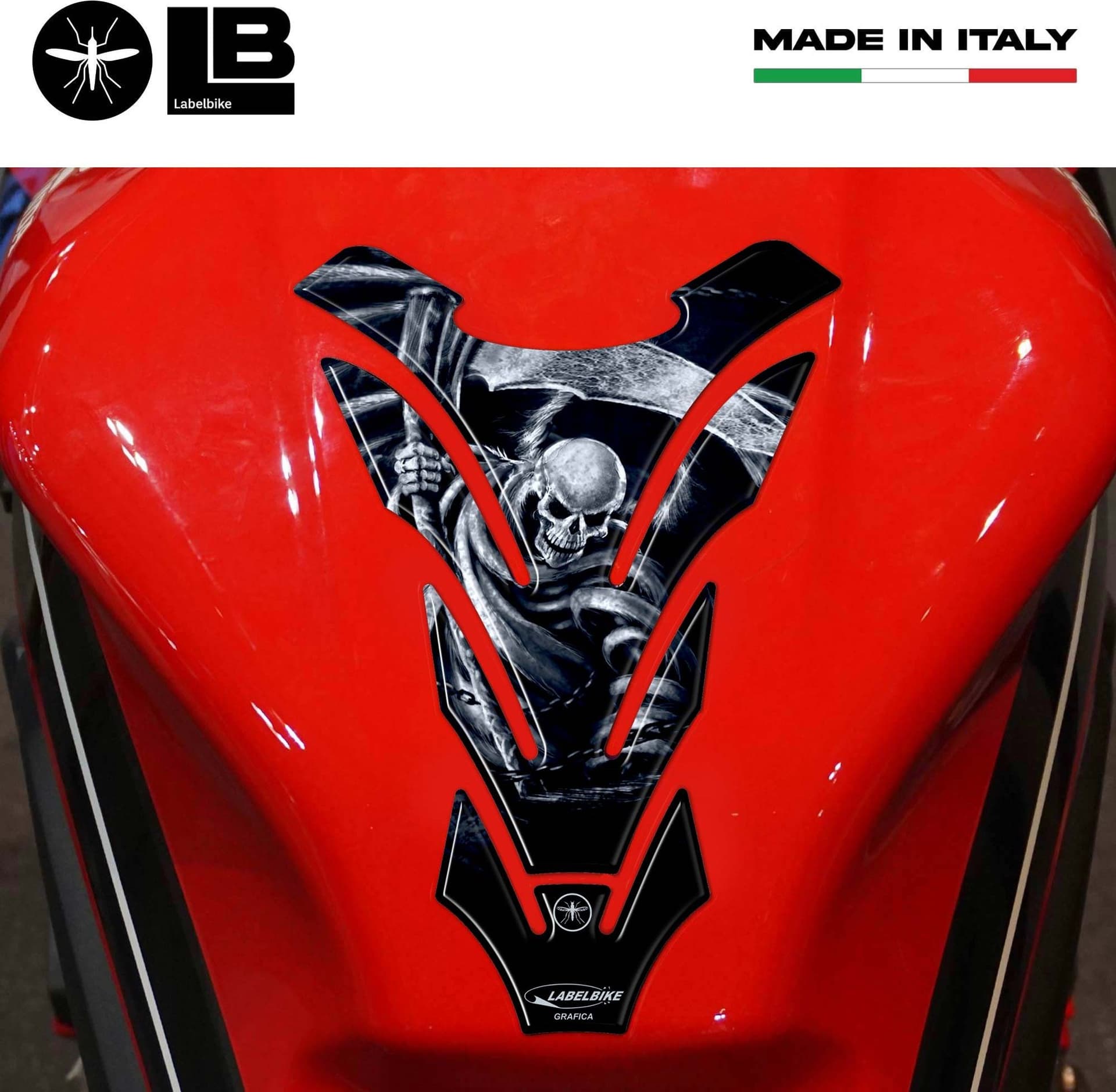 Paraserbatoio Mietitore Morte Horror Adesivi Per Serbatoio Moto In Resina 3D in Decalcomanie adesivi e magneti LabelBike - Bibbiano, commercioVirtuoso.it