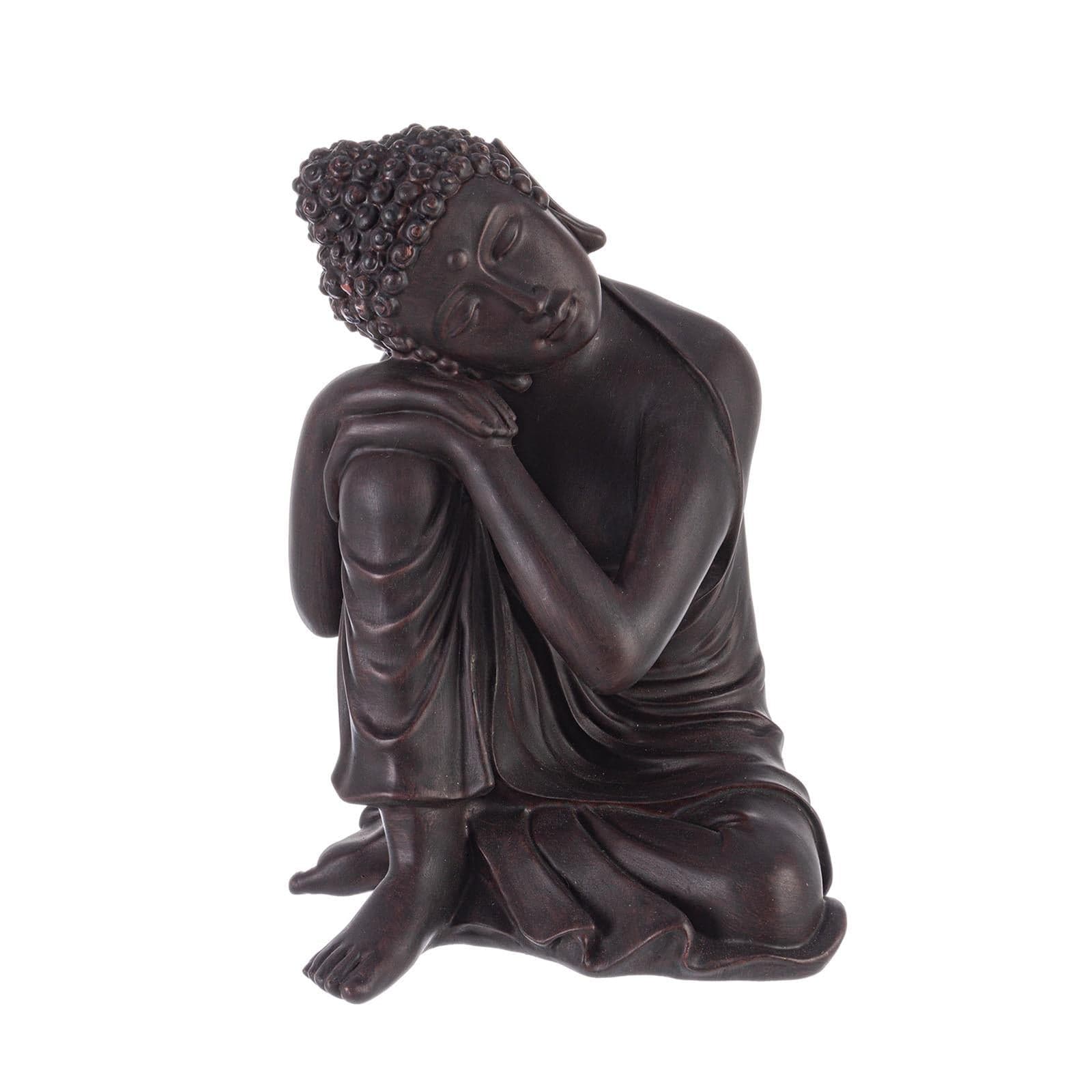 Statua decorativa in poli resina "Buddha dormiente" per veranda e giardino h 31 cm - 2