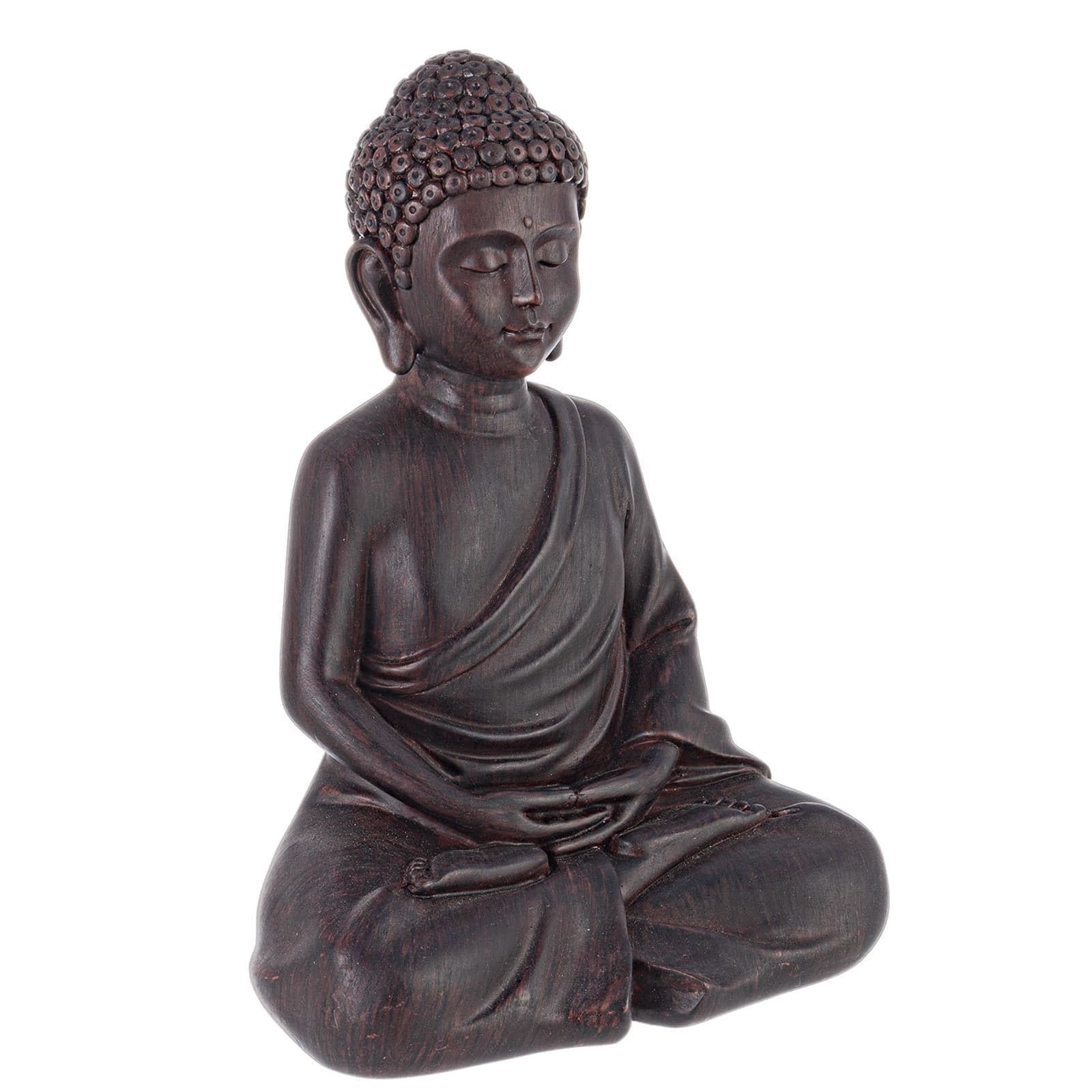 Statua decorativa in poli resina "Buddha in meditazione" per veranda e giardino h 26 cm - 2