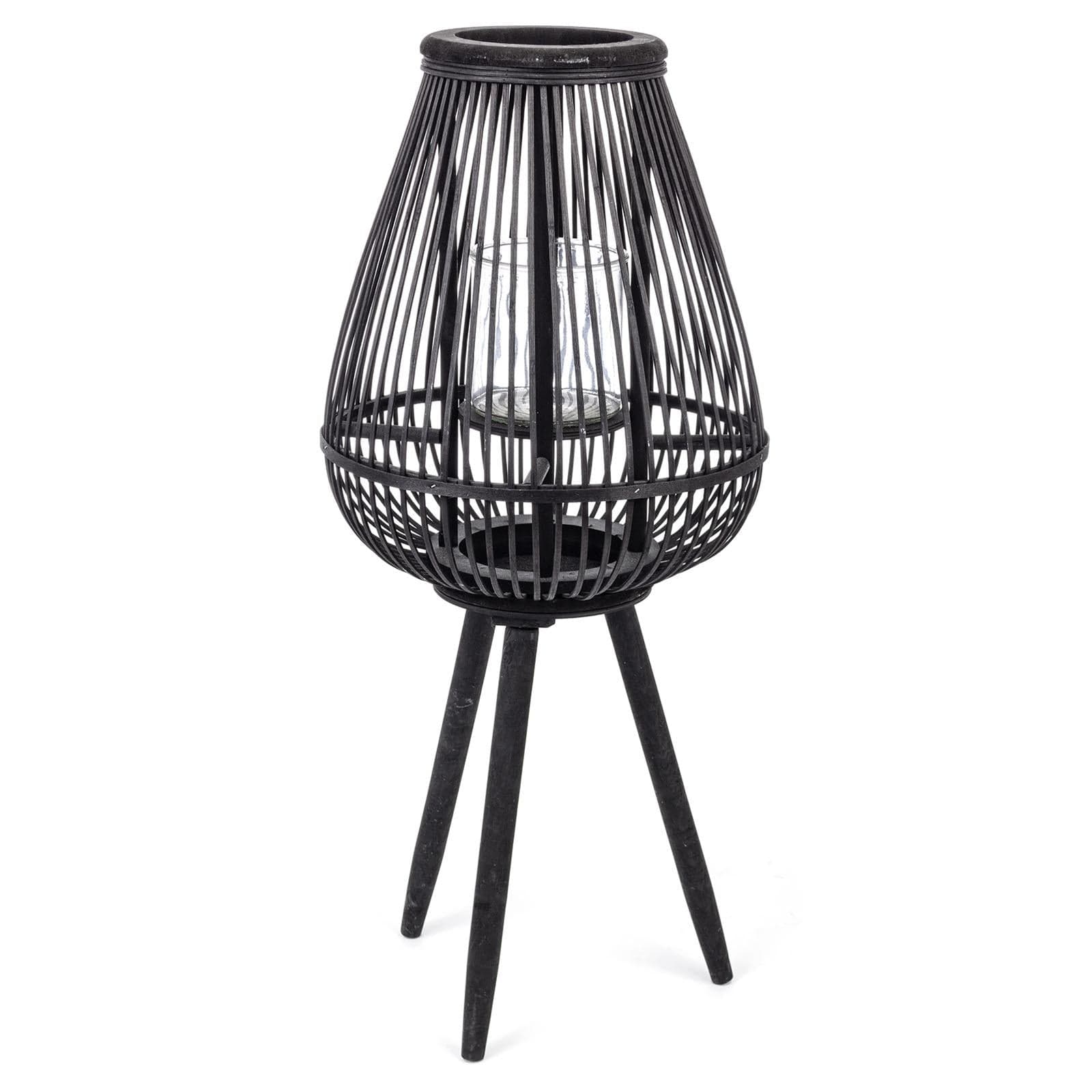 Lanterna con tre piedi da esterno in bamboo decorazione per giardino h 78 cm - 3