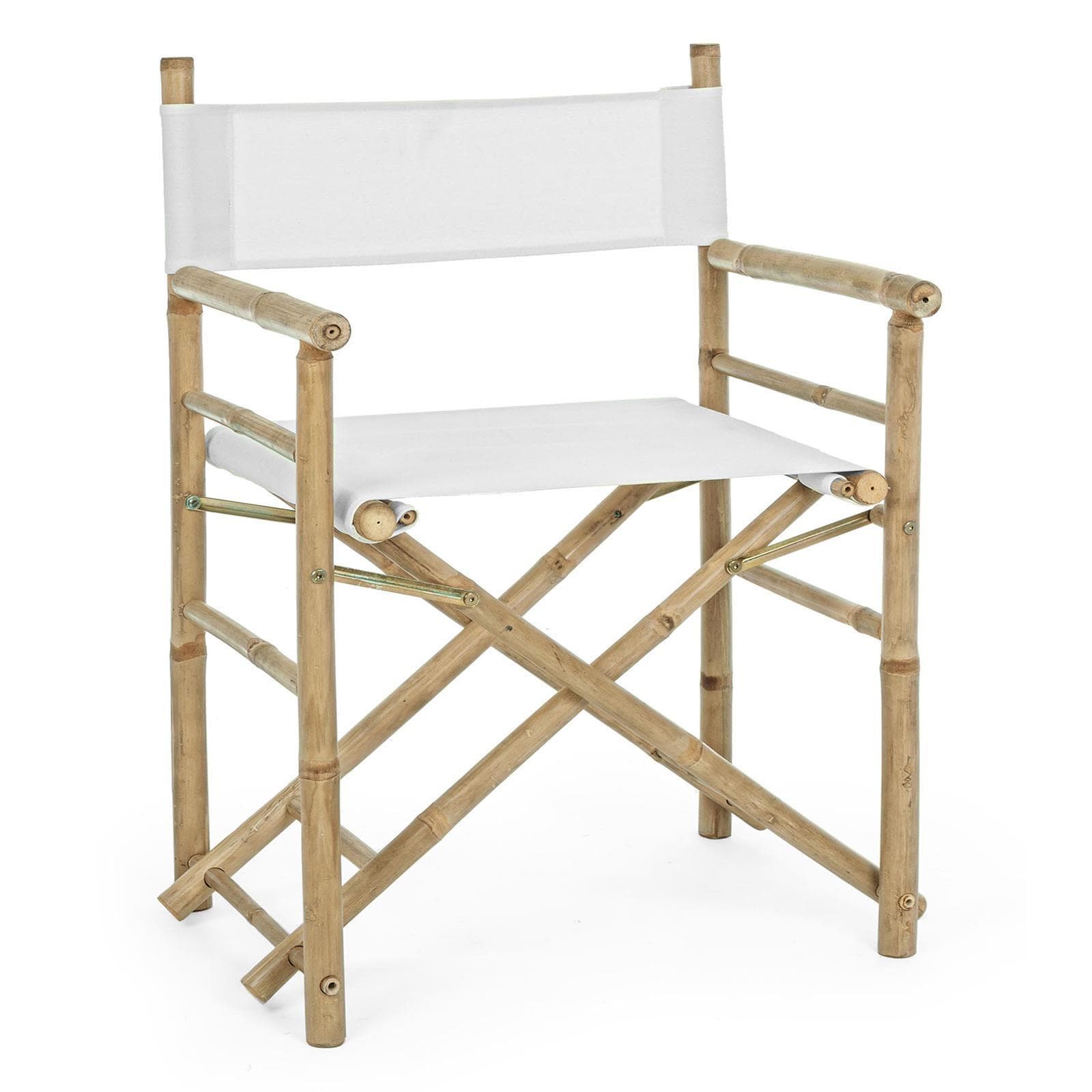 Sedia regista in Bamboo e tessuto bianco "Joyce" da giardino e piscina - 4