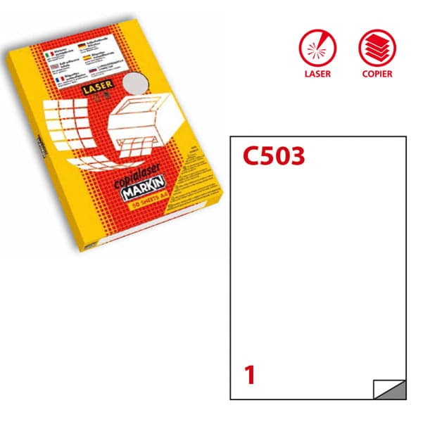 Poliestere adesivo C/503 trasparente opaco 50fg A4 210x297mm (1et/fg laser