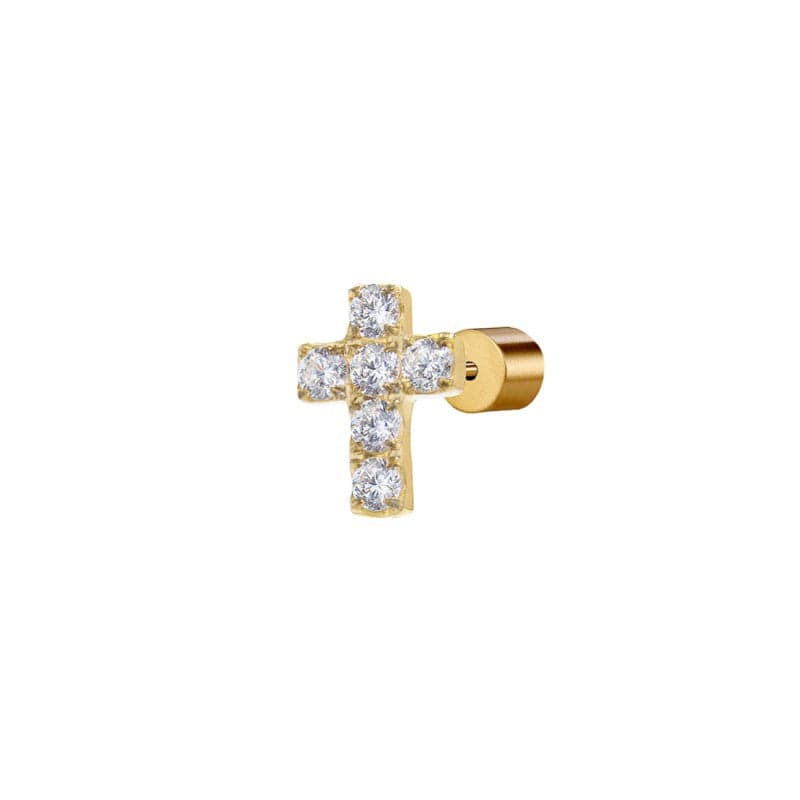 Marlù Orecchino a lobo con croce pendente con zirconi in Orecchini Alba Gioielli - Casoria, commercioVirtuoso.it