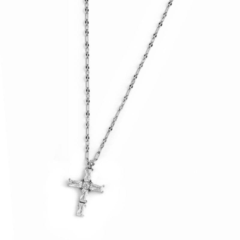 Marlù   Collana croce pendente con cristalli baguette in Collane Alba Gioielli - Casoria, commercioVirtuoso.it