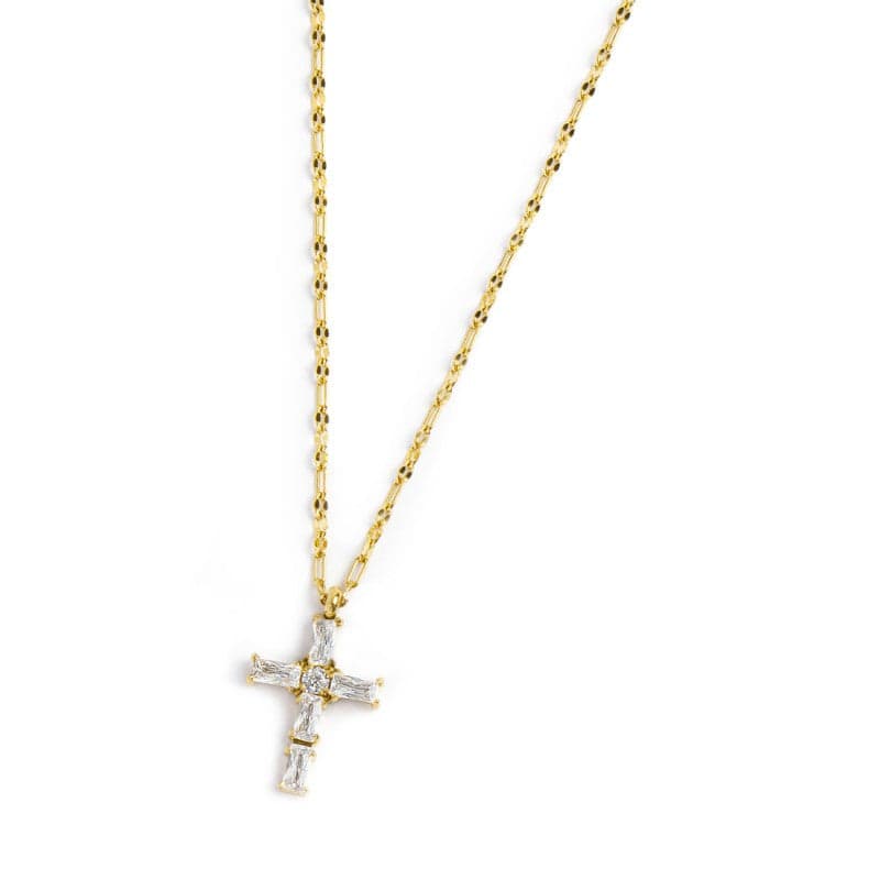 Marlù   Collana croce pendente con cristalli baguette in Collane Alba Gioielli - Casoria, commercioVirtuoso.it