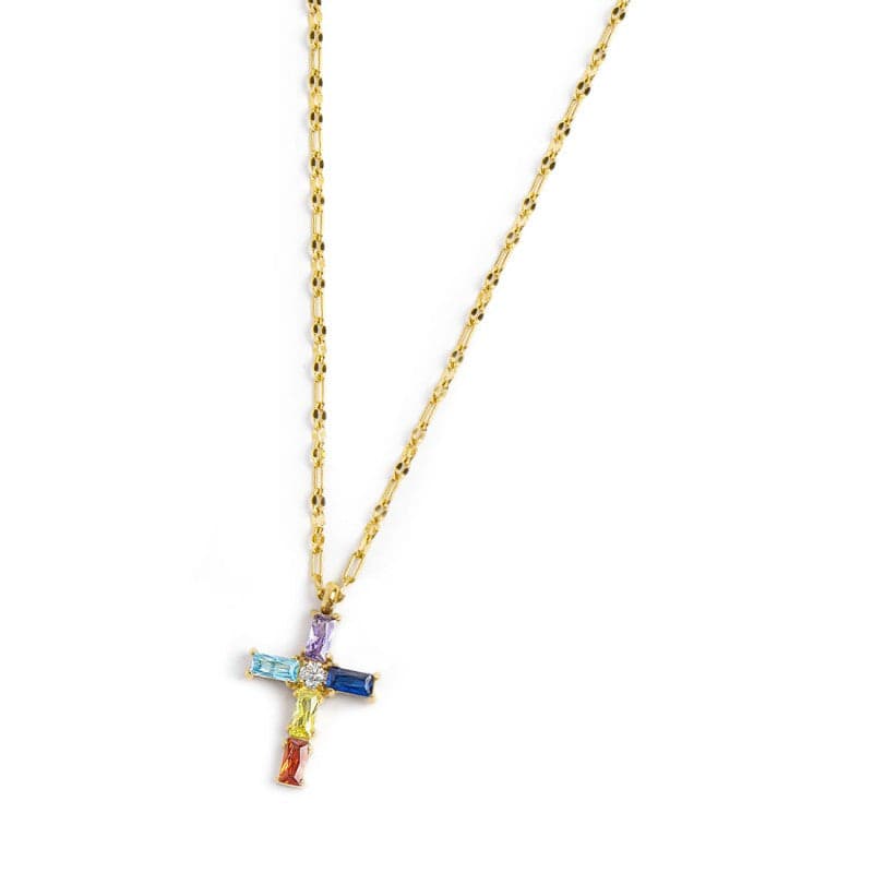 Marlù   Collana croce pendente con cristalli baguette in Collane Alba Gioielli - Casoria, commercioVirtuoso.it
