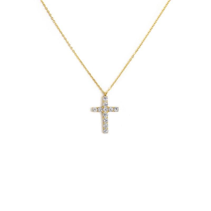 Marlù   Collana croce pendente 2,6cm con zirconi
