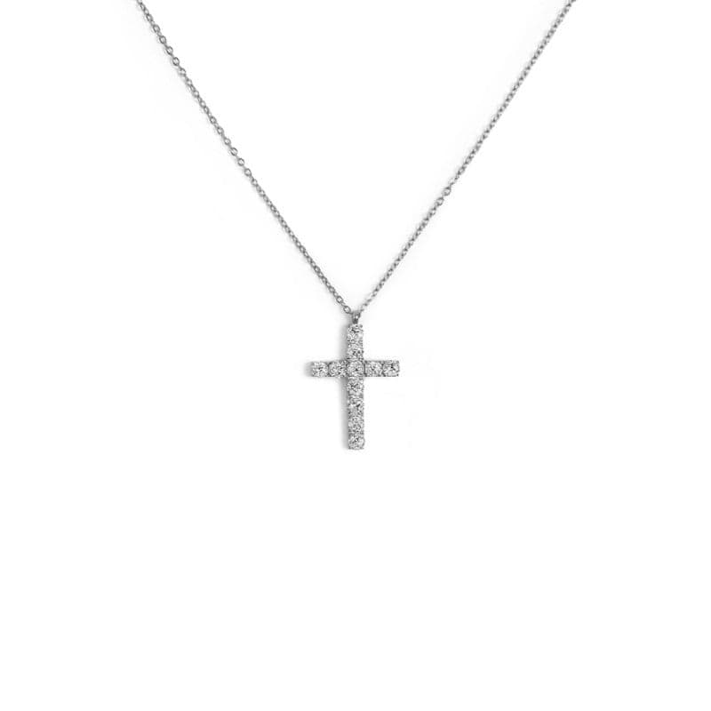 Marlù   Collana croce pendente 2,6cm con zirconi