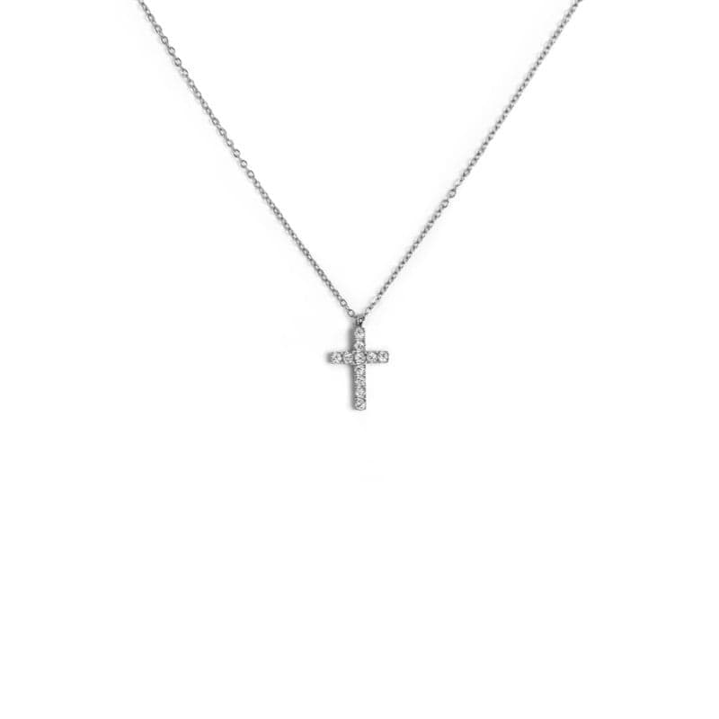 Marlù   Collana croce pendente 1,4cm con zirconi
