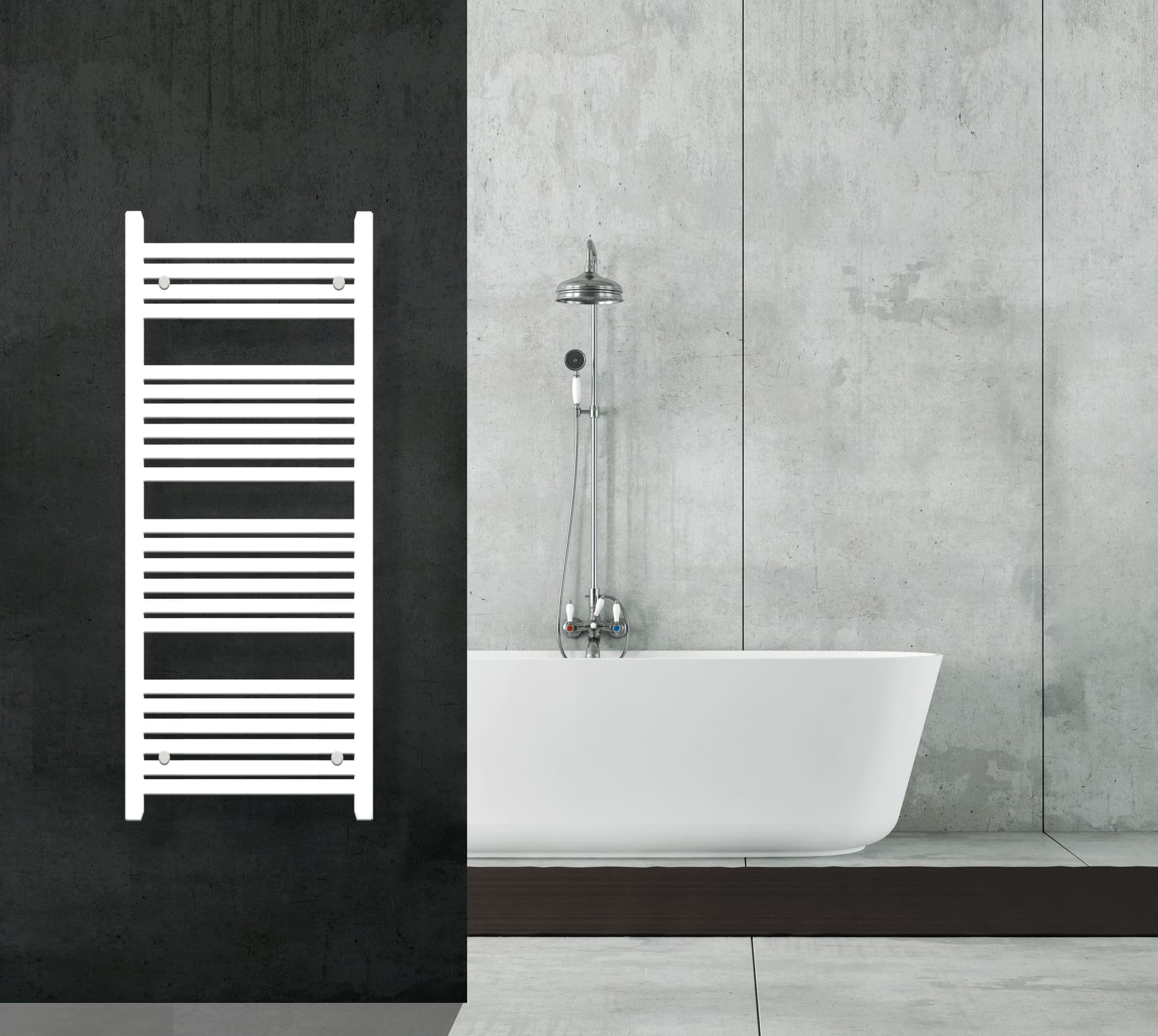 Scaldasalviette termoarredo 120x55 bianco interasse 50 cm IDRAULICO in Scalda asciugamani da parete Mondialshop - Parabiago, commercioVirtuoso.it