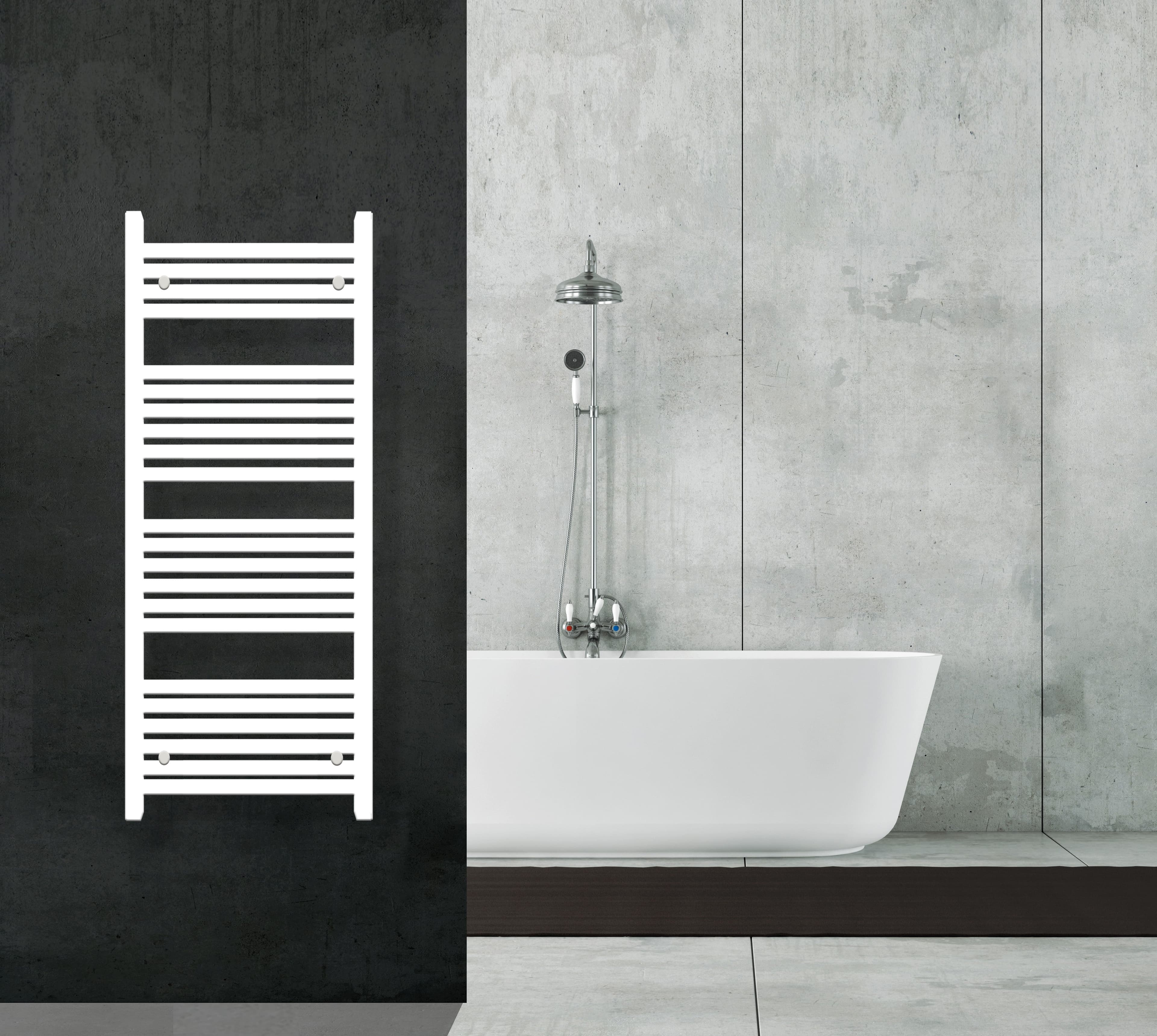 Scaldasalviette termoarredo 120x55 bianco interasse 50 cm IDRAULICO in Scalda asciugamani da parete Mondialshop - Parabiago, commercioVirtuoso.it