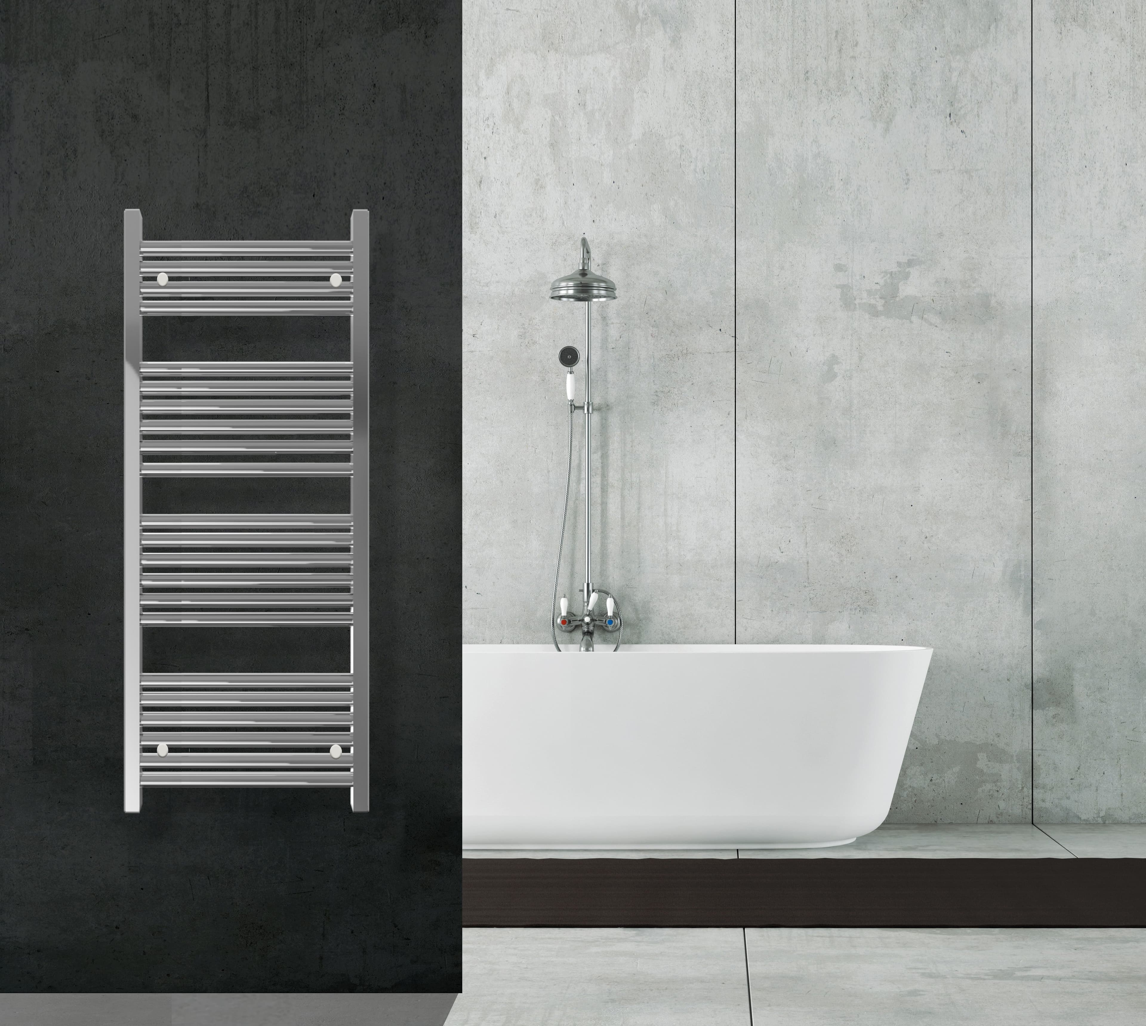 Scaldasalviette termoarredo 120x55 Cromato interasse 50 cm IDRAULICO in Scalda asciugamani da parete Mondialshop - Parabiago, commercioVirtuoso.it