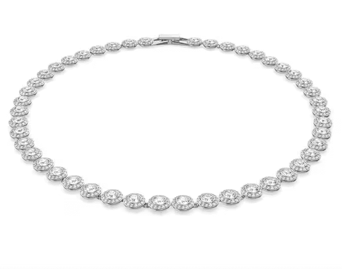 SWAROVSKI - Collana Tennis Una Angelic Taglio Round, Bianca, Placcato rodio