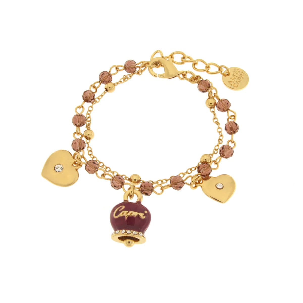 BySimon  -  Bracciale in Metallo multifilo con campanella viola e pietre