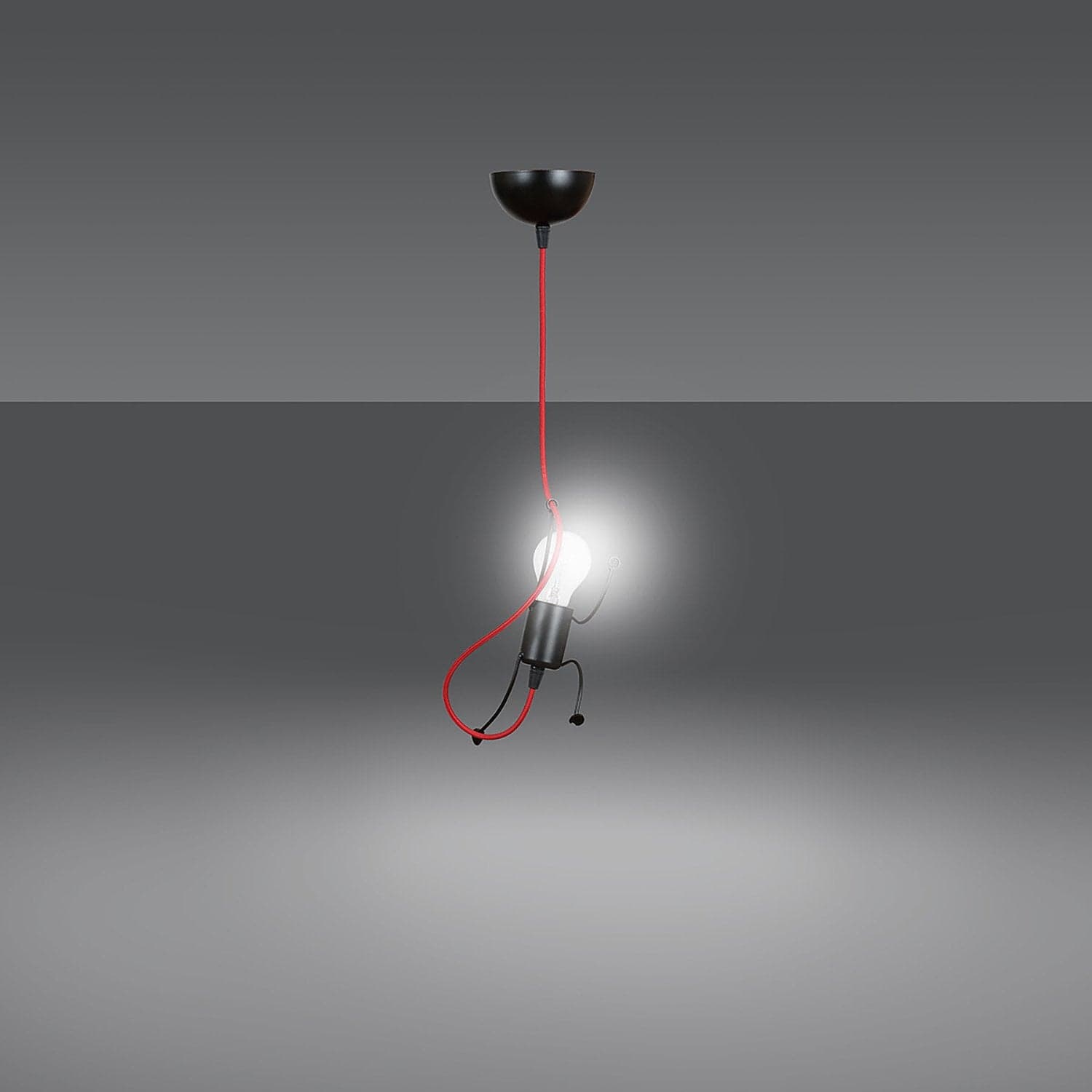 Sospensione 1 Luce Moderna Bobi In Acciaio Nero E Cavi Rossi A Figura Umana in Lampade a sospensione LuceArt - Montecorvino Pugliano, commercioVirtuoso.it