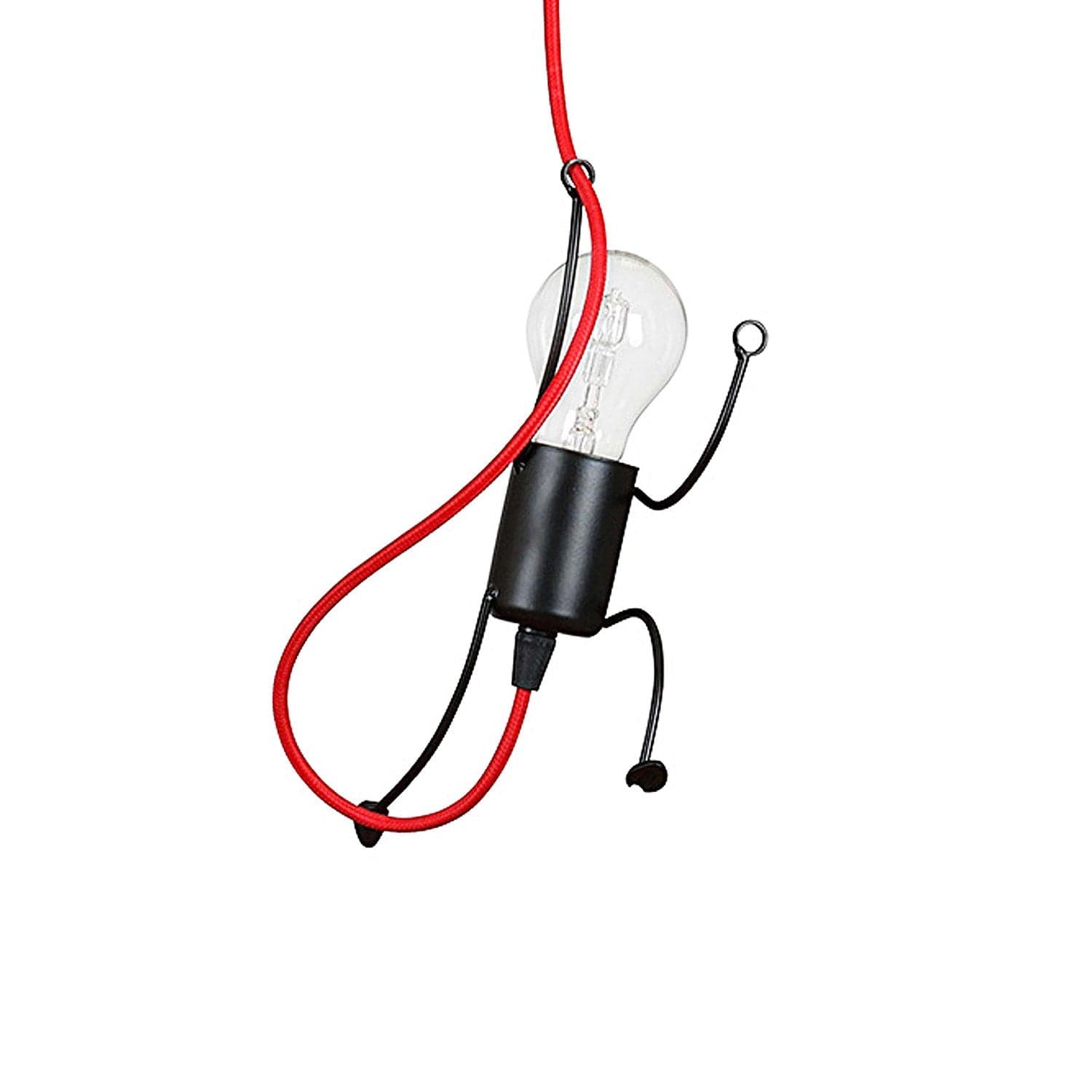 Sospensione 1 Luce Moderna Bobi In Acciaio Nero E Cavi Rossi A Figura Umana in Lampade a sospensione LuceArt - Montecorvino Pugliano, commercioVirtuoso.it