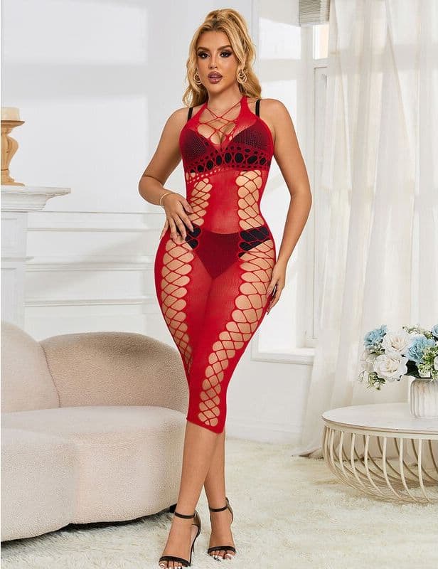 SUBBLIME - 952327 VESTITO LUNGO A RETE ROSSO TAGLIA UNICA in Copricostumi e parei Desideria Shop - Latina, commercioVirtuoso.it
