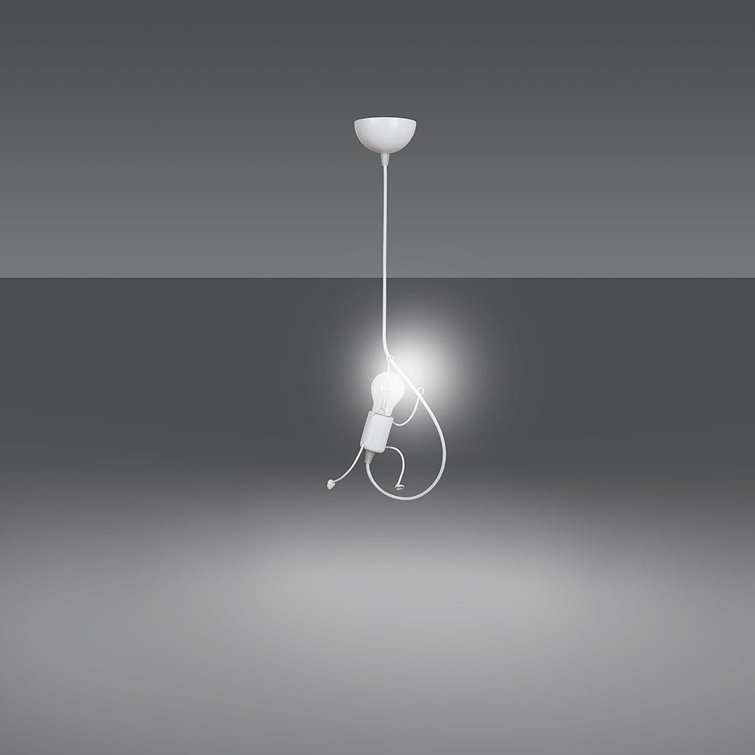 Sospensione 1 Luce Moderna Bobi In Acciaio Bianco E Cavi Bianchi A Figura Umana in Lampade a sospensione LuceArt - Montecorvino Pugliano, commercioVirtuoso.it