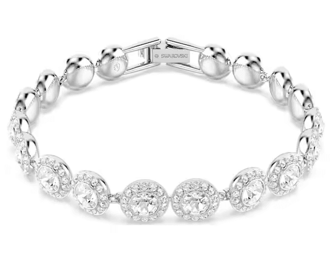 SWAROVSKI  -  Bracciale Tennis Una Angelic Taglio Round, Bianco, Placcato rodio