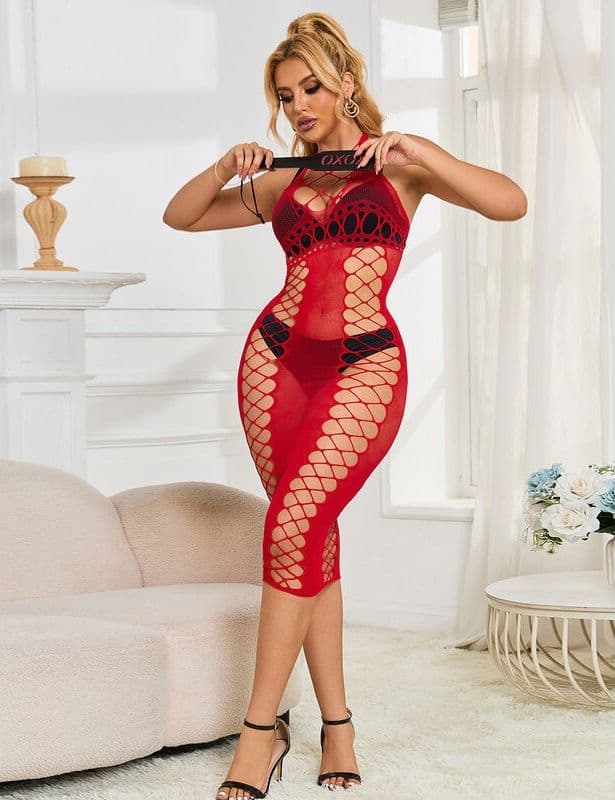 SUBBLIME - 952327 VESTITO LUNGO A RETE ROSSO TAGLIA UNICA in Copricostumi e parei Desideria Shop - Latina, commercioVirtuoso.it
