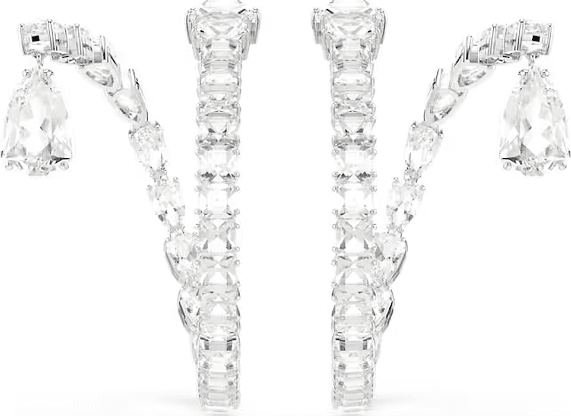 SWAROVSKI -  Orecchini a cerchio Matrix Taglio misto, Bianchi, Placcato rodio in Orecchini Alba Gioielli - Casoria, commercioVirtuoso.it