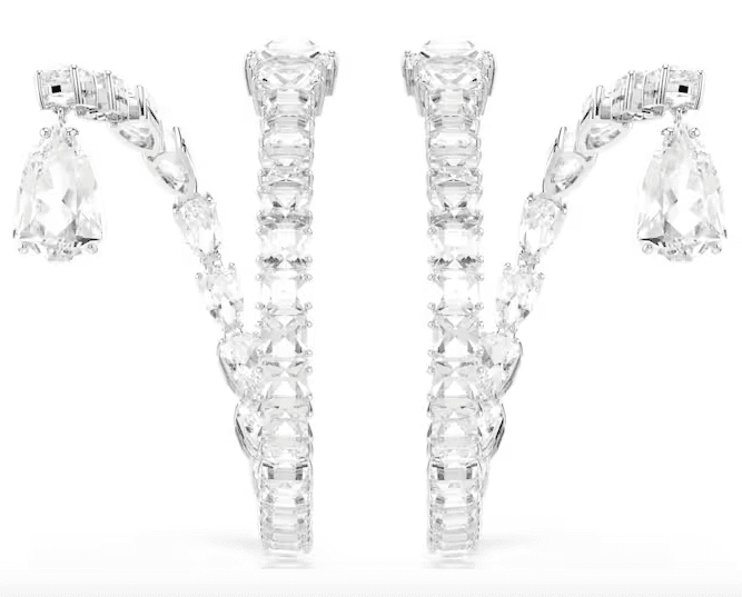 SWAROVSKI -  Orecchini a cerchio Matrix Taglio misto, Bianchi, Placcato rodio in Orecchini Alba Gioielli - Casoria, commercioVirtuoso.it