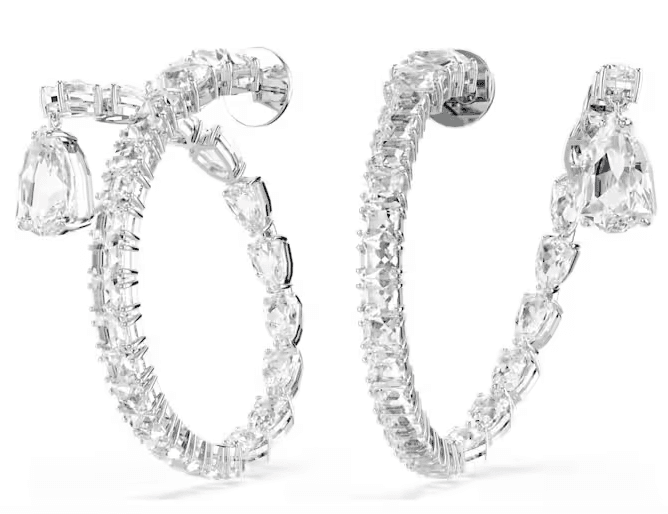 SWAROVSKI -  Orecchini a cerchio Matrix Taglio misto, Bianchi, Placcato rodio in Orecchini Alba Gioielli - Casoria, commercioVirtuoso.it