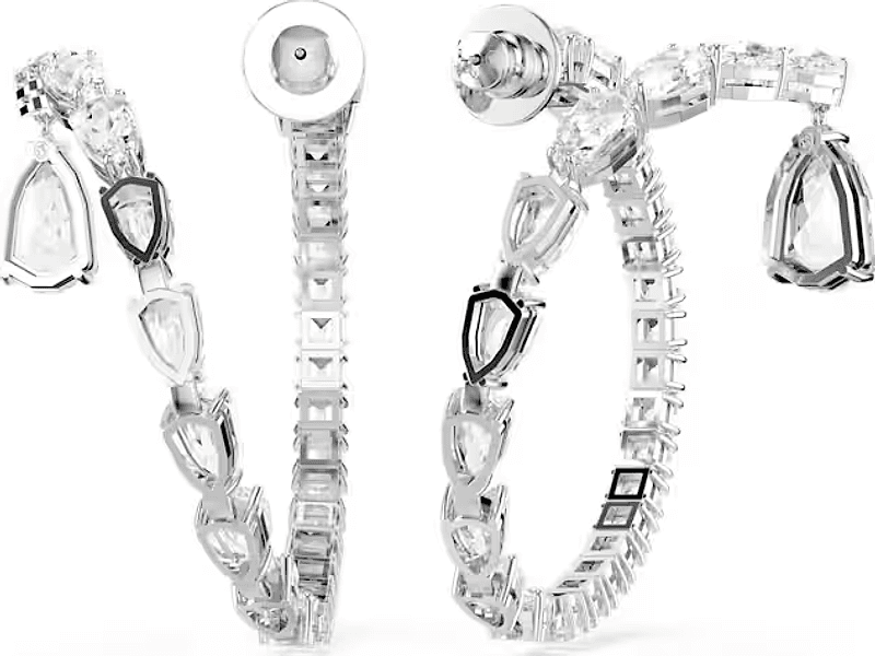 SWAROVSKI -  Orecchini a cerchio Matrix Taglio misto, Bianchi, Placcato rodio in Orecchini Alba Gioielli - Casoria, commercioVirtuoso.it