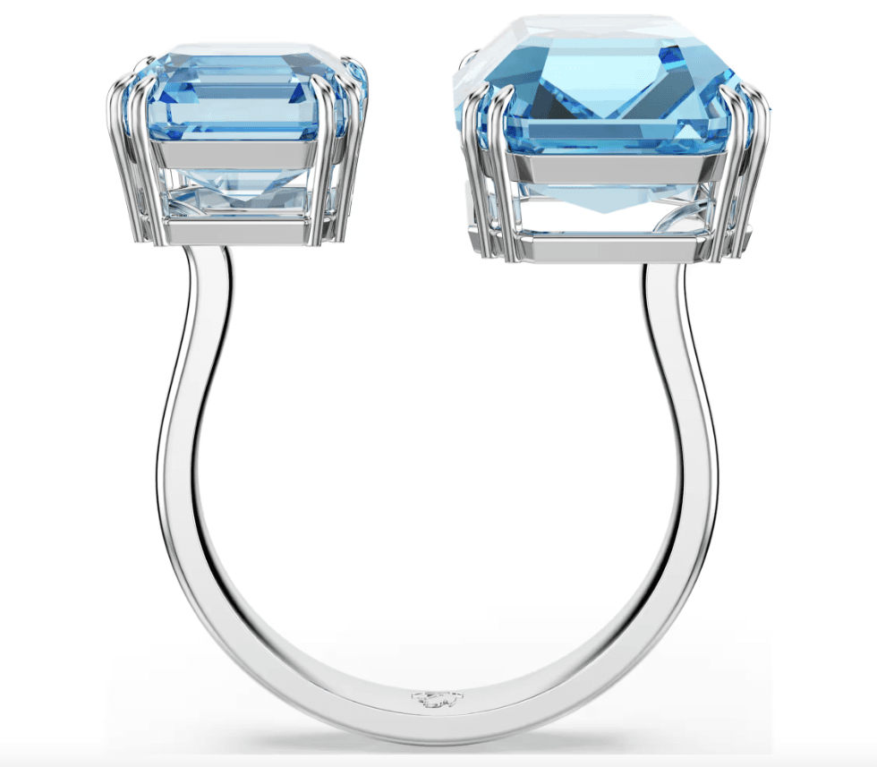 Swarovski  - Anello aperto Millenia Taglio ottagonale, Blu, Placcato rodio in Anelli Alba Gioielli - Casoria, commercioVirtuoso.it