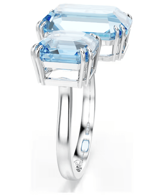 Swarovski  - Anello aperto Millenia Taglio ottagonale, Blu, Placcato rodio in Anelli Alba Gioielli - Casoria, commercioVirtuoso.it