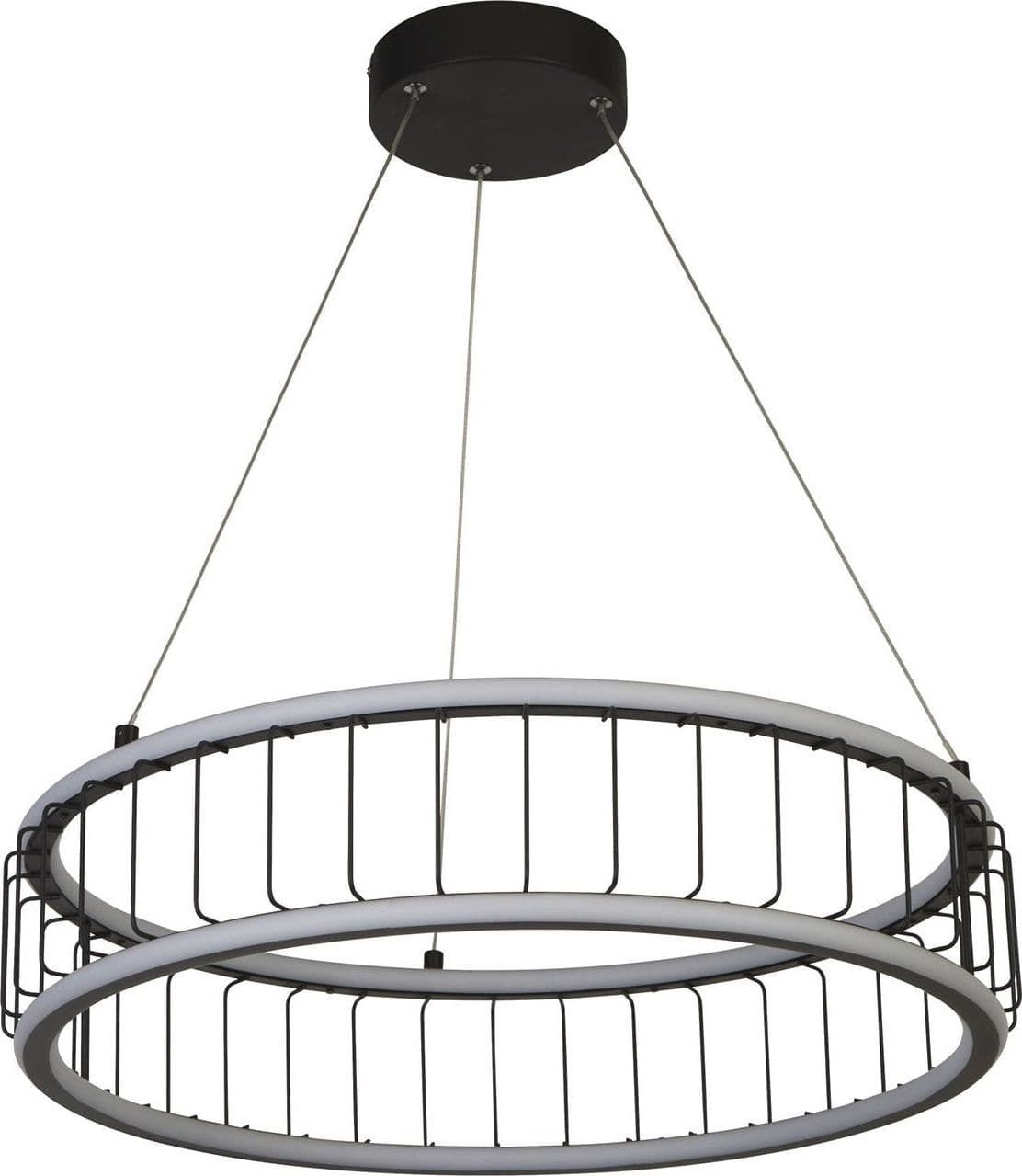 Lampadario Contemporaneo Circolo Acciaio Nero Alluminio Bianco Led 46,4W 3000K in Lampade a sospensione LuceArt - Montecorvino Pugliano, commercioVirtuoso.it