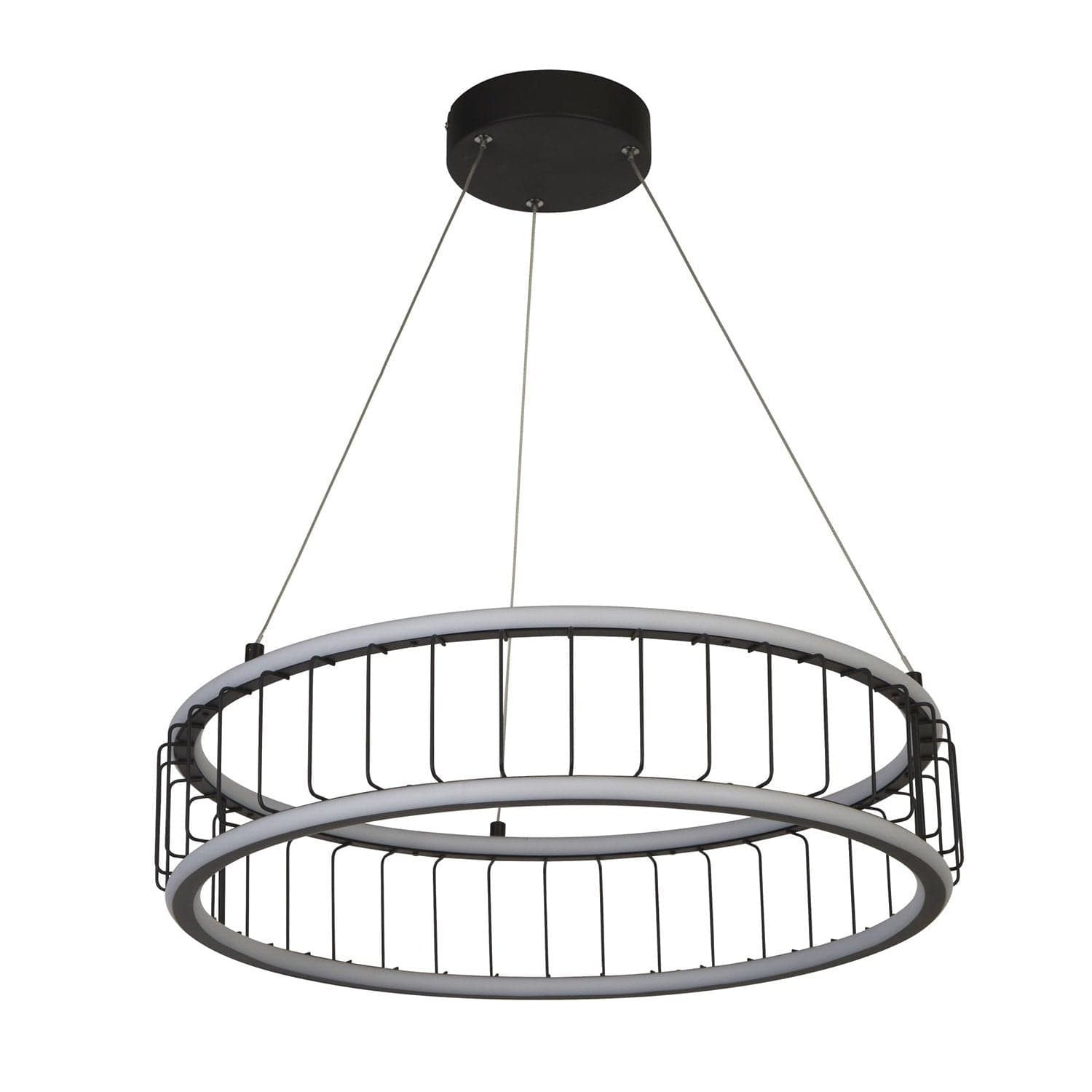 Lampadario Contemporaneo Circolo Acciaio Nero Alluminio Bianco Led 46,4W 3000K in Lampade a sospensione LuceArt - Montecorvino Pugliano, commercioVirtuoso.it