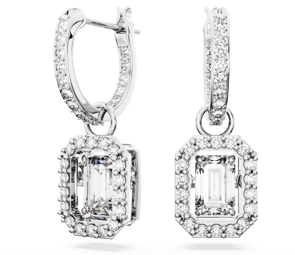 Swarovski   Orecchini pendenti Una Taglio ottagonale, Bianchi, Placcato rodio