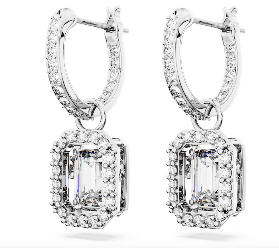 Swarovski   Orecchini pendenti Una Taglio ottagonale, Bianchi, Placcato rodio in Orecchini Alba Gioielli - Casoria, commercioVirtuoso.it