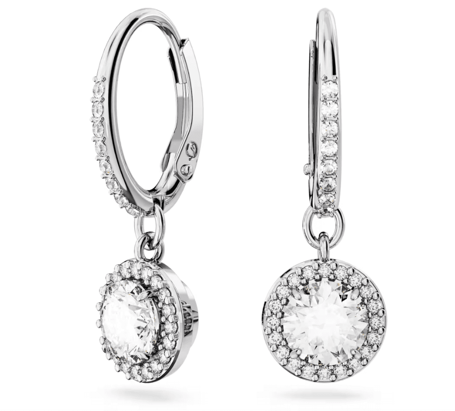 Swarovski   Orecchini pendenti Una Angelic Taglio tondo, Pavé, Bianchi, Placcato rodio
