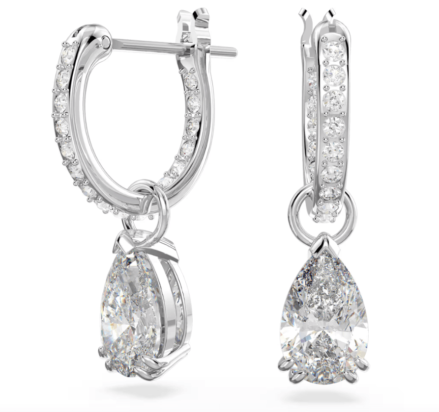 Swarovski Orecchini a cerchio Stilla Taglio Pear, Bianchi, Placcato rodio in Orecchini Alba Gioielli - Casoria, commercioVirtuoso.it