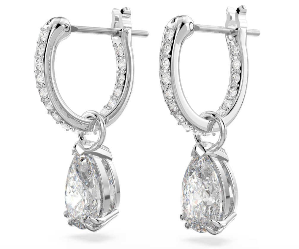 Swarovski    Orecchini a cerchio Stilla Taglio Pear, Bianchi, Placcato rodio in Orecchini Alba Gioielli - Casoria, commercioVirtuoso.it