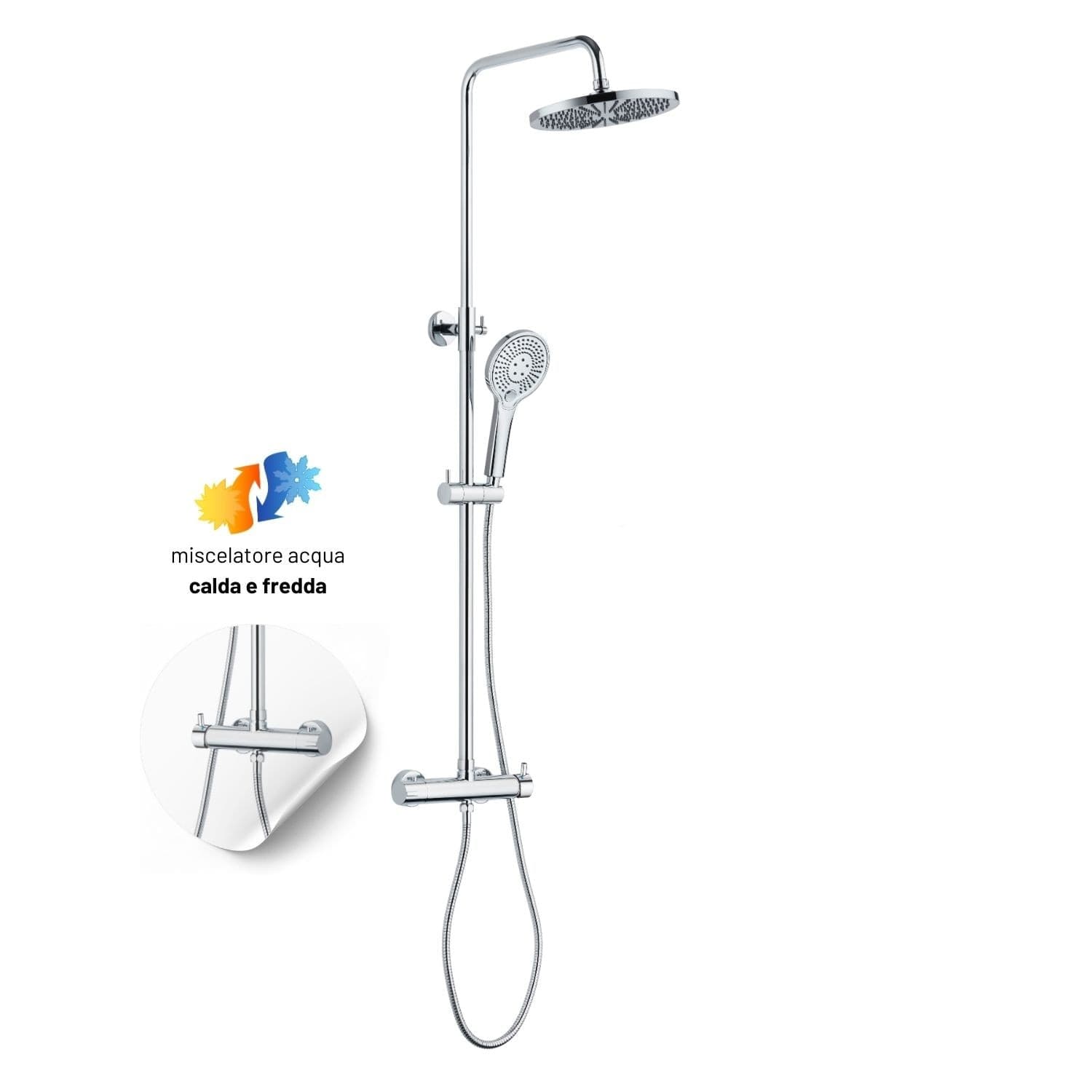 Colonna Doccia Attrezzata Slot Mix Tonda Ottone Cromato 2 Funzioni in Rubinetti per vasca Ogomondo - Martina Franca, commercioVirtuoso.it