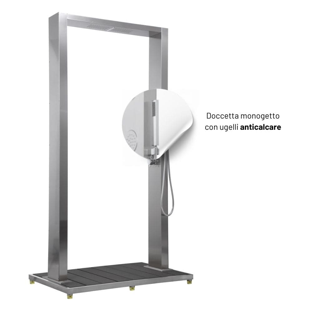 Colonna Doccia da Esterno Doppia Bamboo Acciaio Inox Getti Idro Pedana WPC in Rubinetti per vasca Ogomondo - Martina Franca, commercioVirtuoso.it
