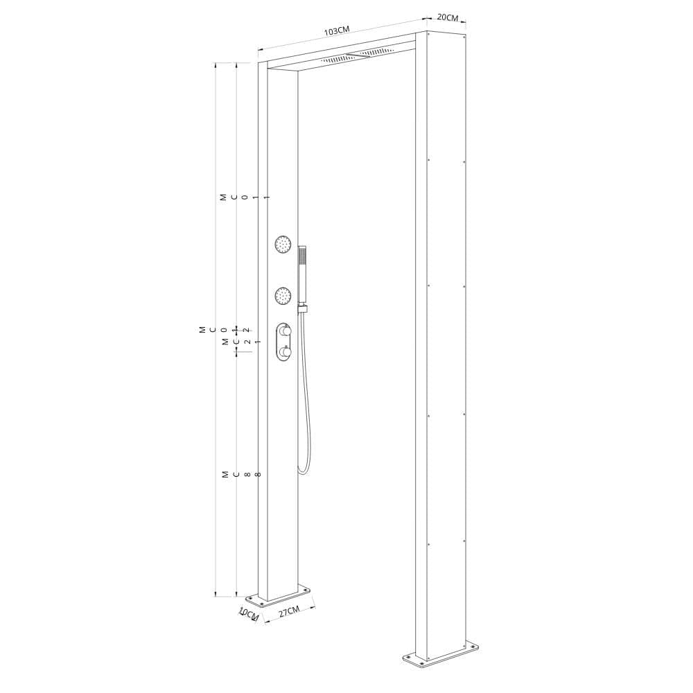 Colonna Doccia da Esterno Doppia Bamboo Acciaio Inox Getti Idro Pedana WPC in Rubinetti per vasca Ogomondo - Martina Franca, commercioVirtuoso.it