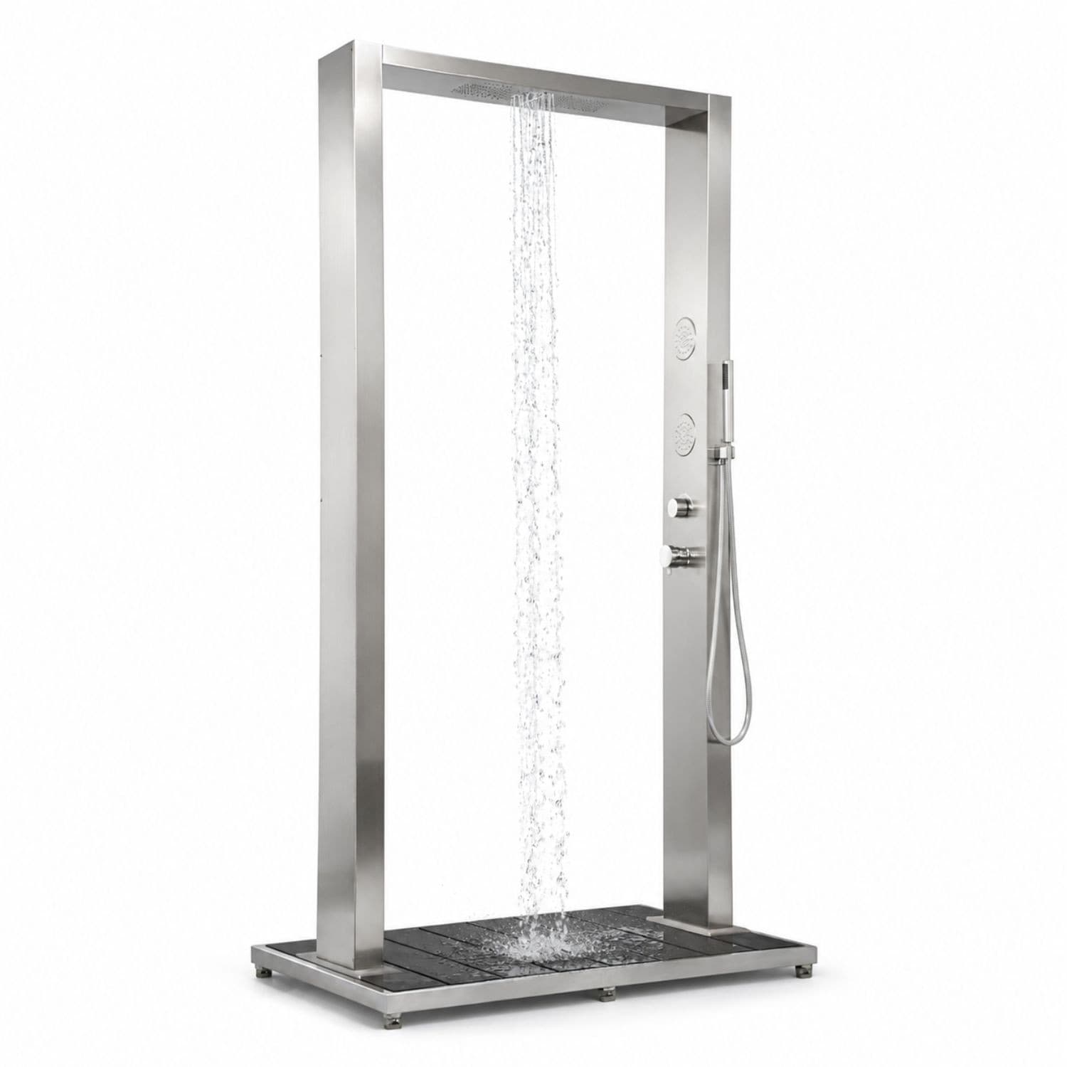 Colonna Doccia da Esterno Doppia Bamboo Acciaio Inox Getti Idro Pedana WPC in Rubinetti per vasca Ogomondo - Martina Franca, commercioVirtuoso.it