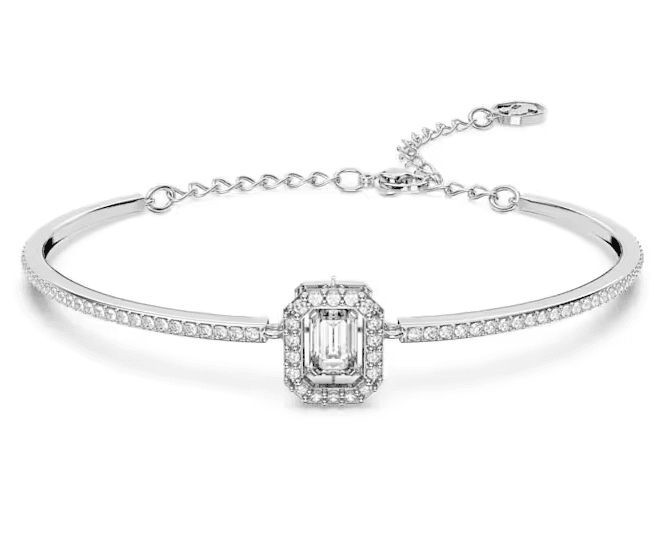 SWAROVSKI  -  Bracciale rigido Una Taglio ottagonale, Pavé, Bianco, Placcato rodio