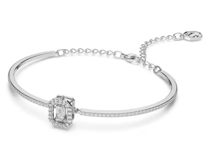 SWAROVSKI  -  Bracciale rigido Una Taglio ottagonale, Pavé, Bianco, Placcato rodio in Bracciali Alba Gioielli - Casoria, commercioVirtuoso.it