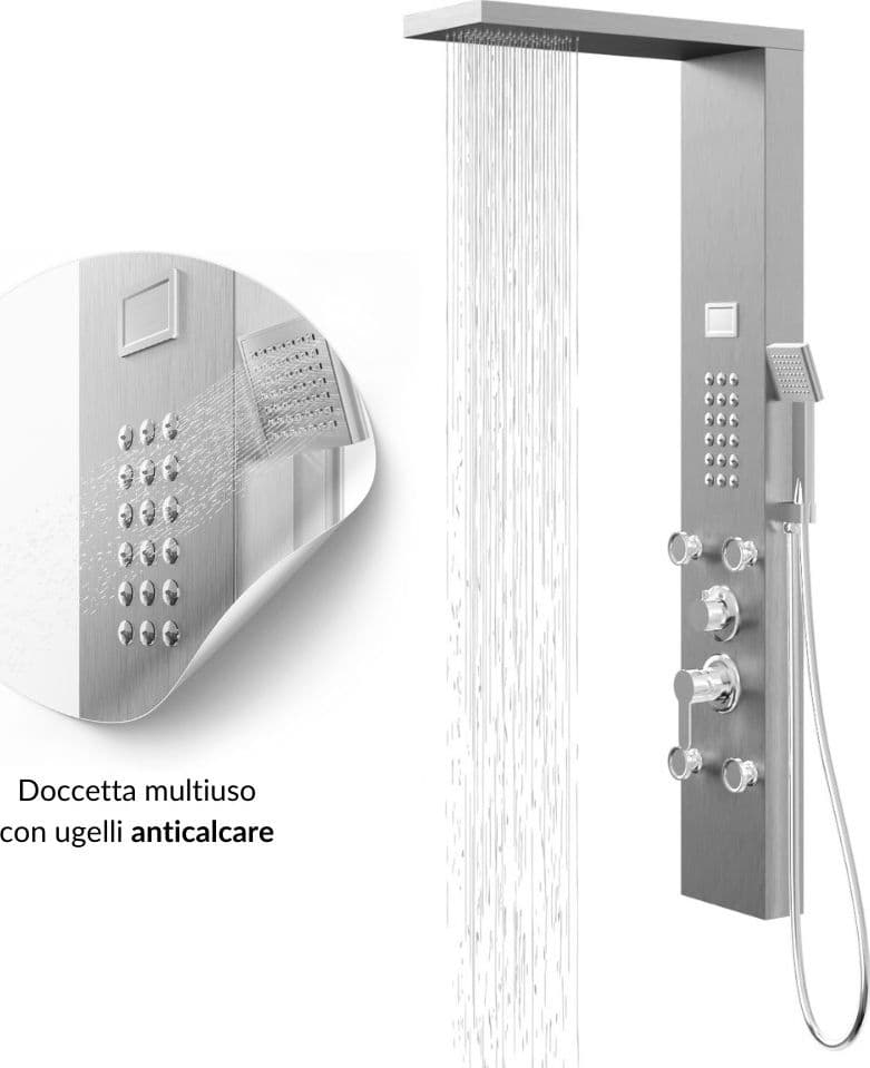 Colonna Doccia Chester Spazzolata Acciaio 4 Funzioni Display Temperatura in Rubinetti per vasca Ogomondo - Martina Franca, commercioVirtuoso.it