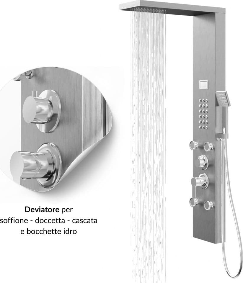 Colonna Doccia Chester Spazzolata Acciaio 4 Funzioni Display Temperatura in Rubinetti per vasca Ogomondo - Martina Franca, commercioVirtuoso.it